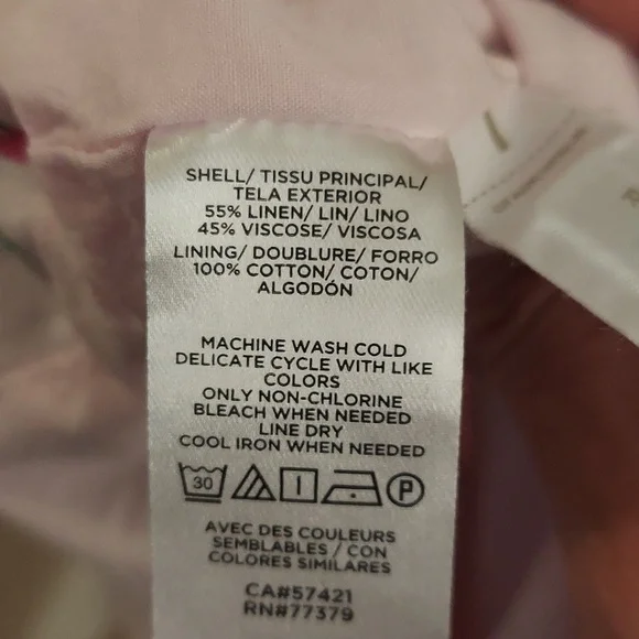 ANN TAYLOR Floral Linen Blend Lined Pink Dress - Picture 12 of 13